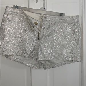 Abercrombie & Fitch cream and silver shiny shorts